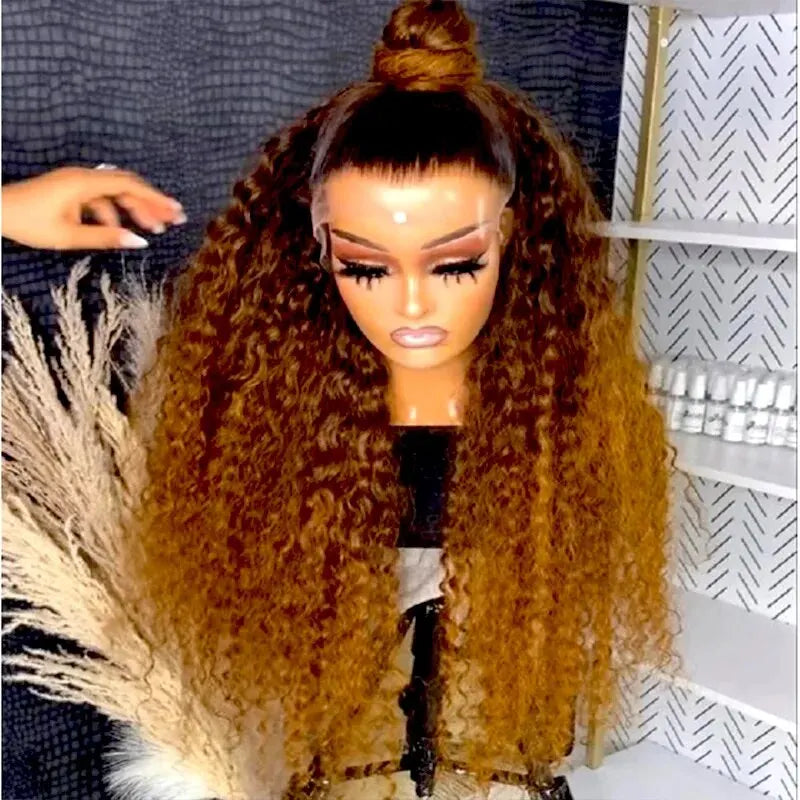 26 Inch 180% Kinky Curly Synthetic Lace Front Wig